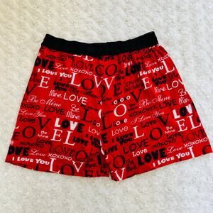 Fun Boxers Red White Love Be Mine Valentine Kisses Cotton Pajama Shorts Medium